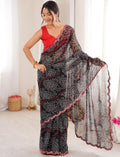 Basic Midnight Black Color Net Saari