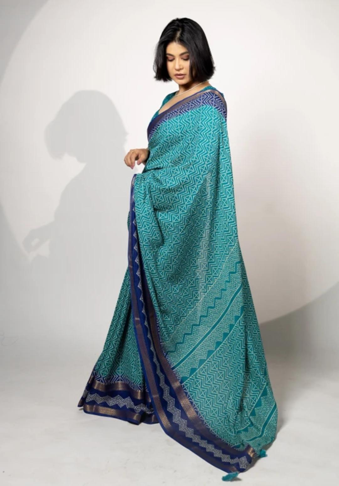 Sky Blue Purple Border Organza Silk Border Saree