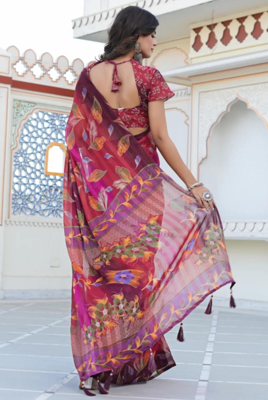 Basic Multicolored Pinkish Saari