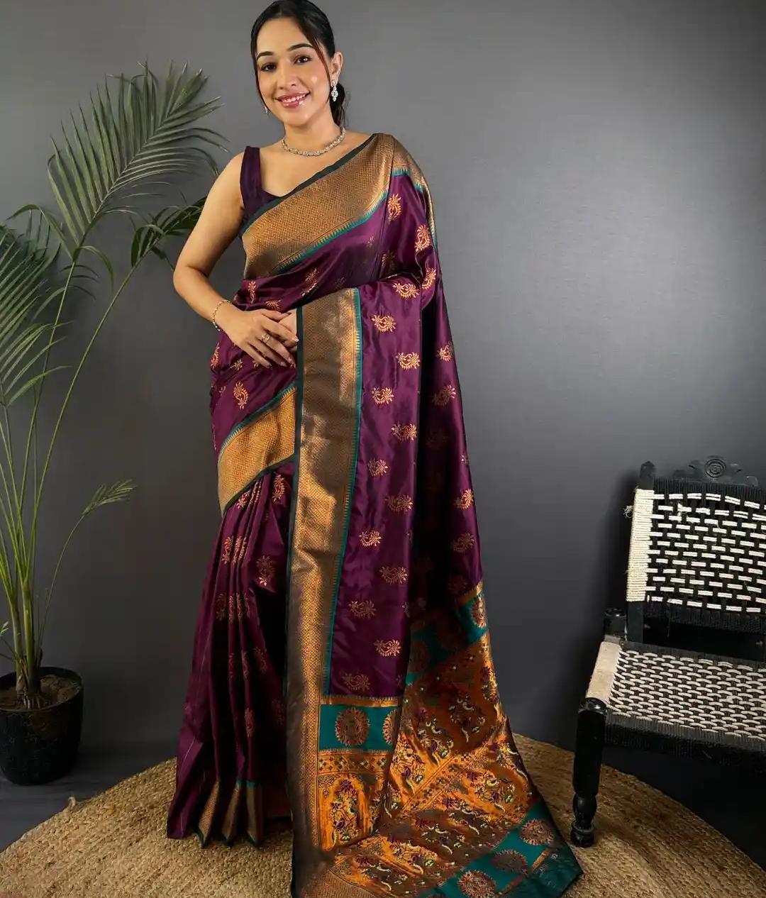 Purple Patola-Print Georgette Saree with Mirror Work and Border Details