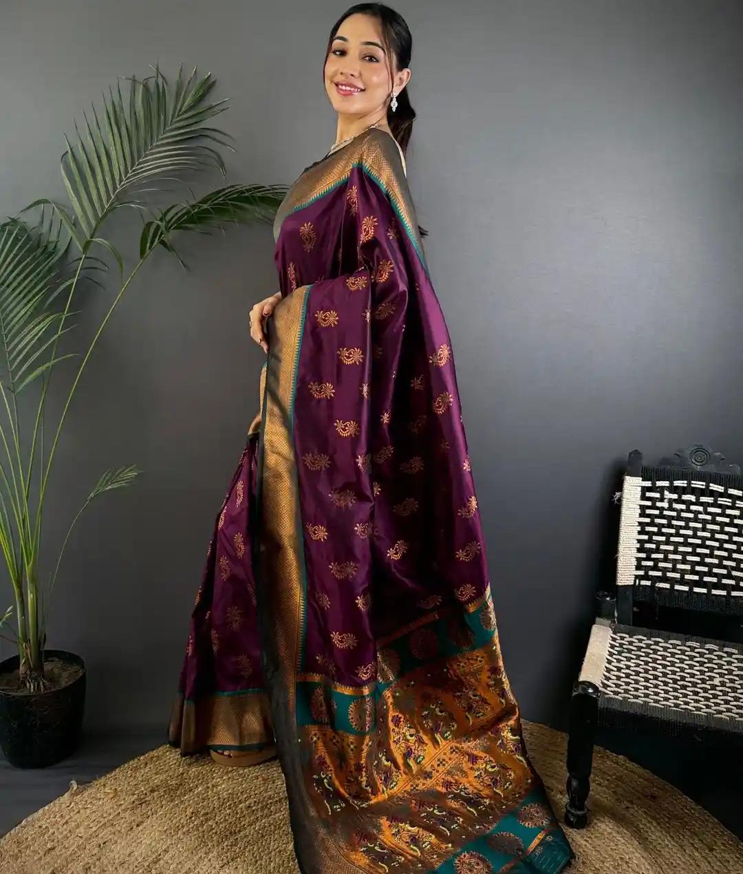 Purple Patola-Print Georgette Saree with Mirror Work and Border Details