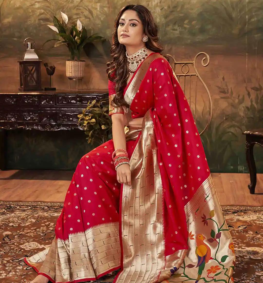 Rose Pink Saari With Golder Silk Border